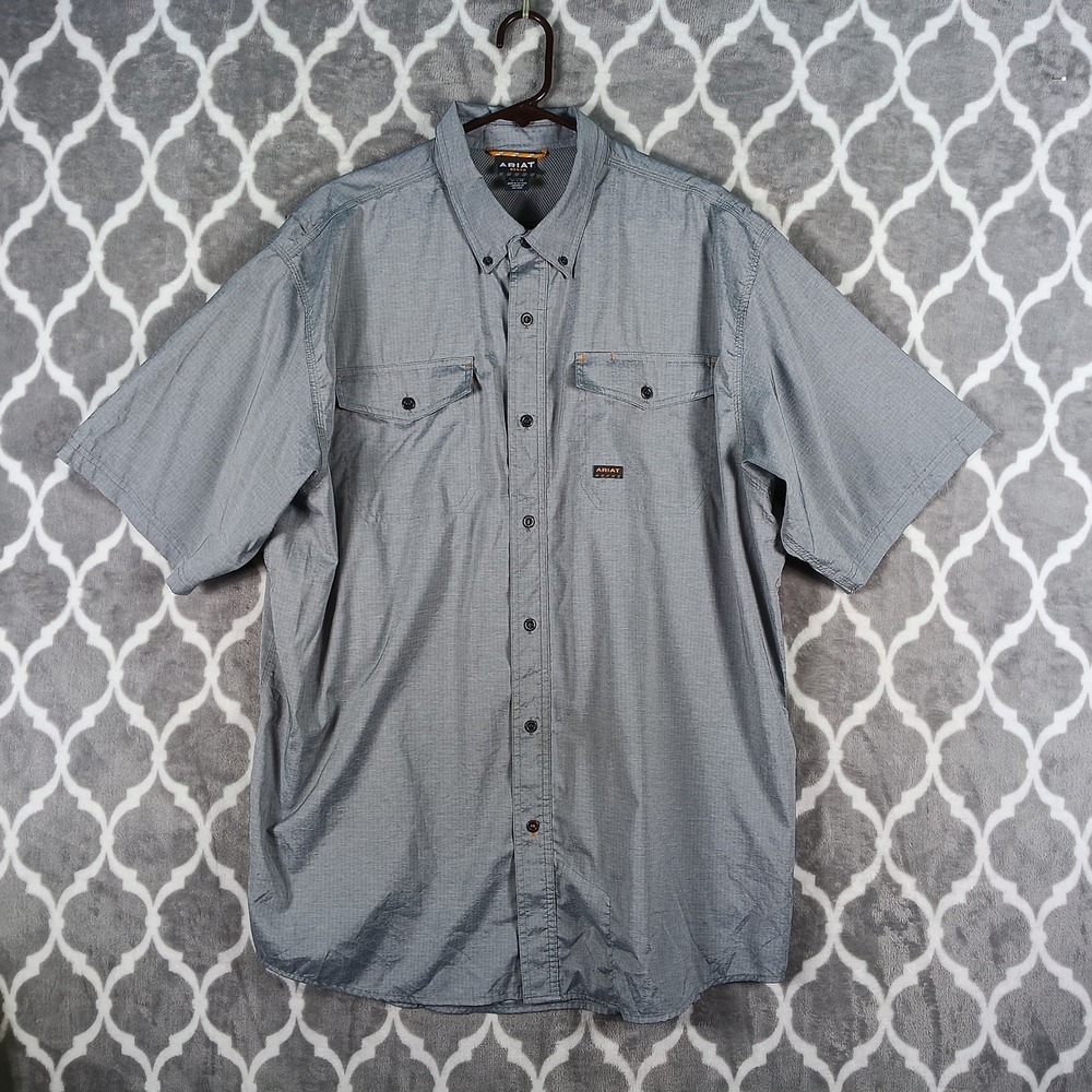 Ariat Rebar VentTEK DuraStretch Work Shirt Mens XL Gray Short Sleeve
